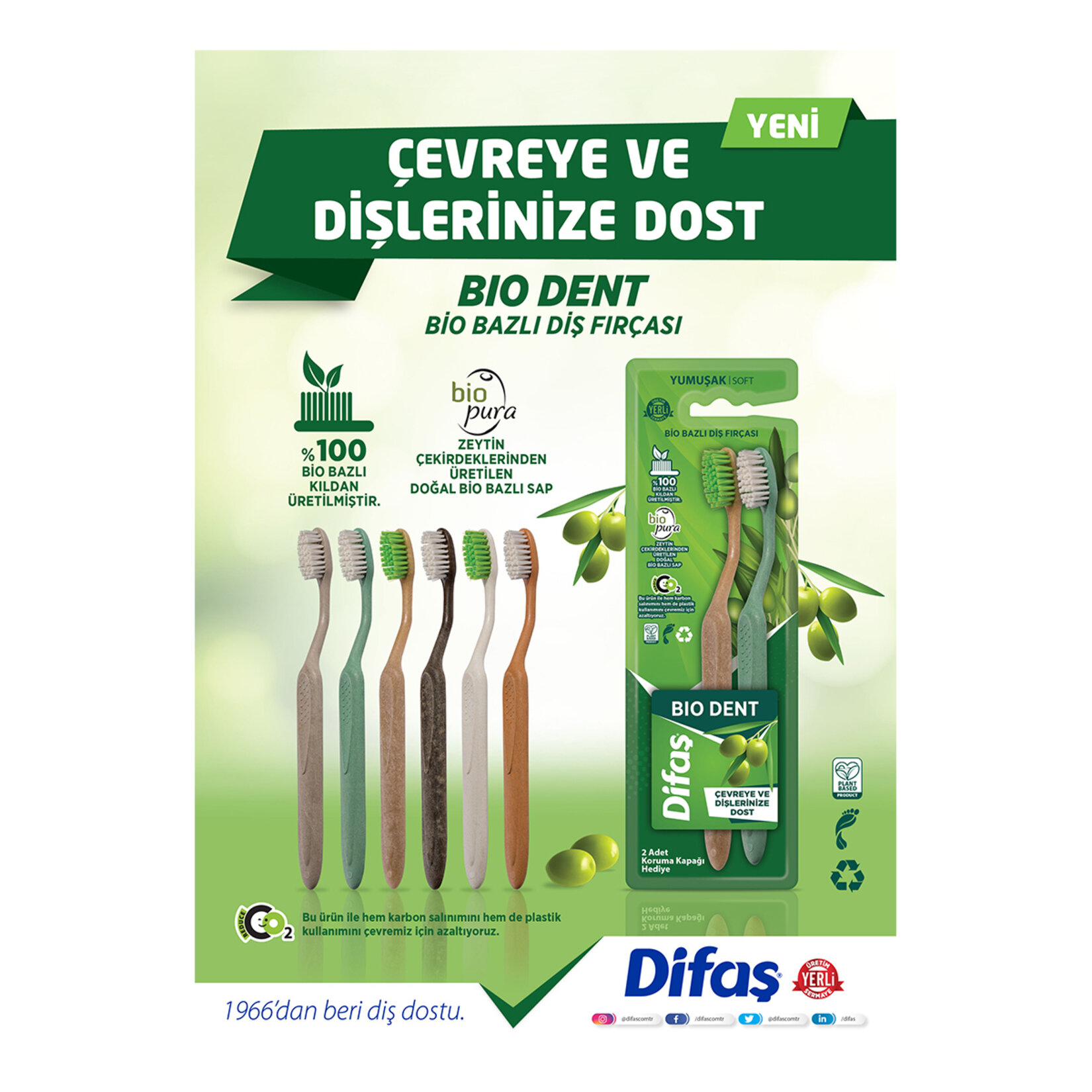 Difaş Diş Fırçası Bio-Dent 1+1